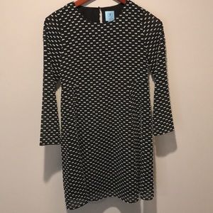 CeCe black sleeved dress with white pattern